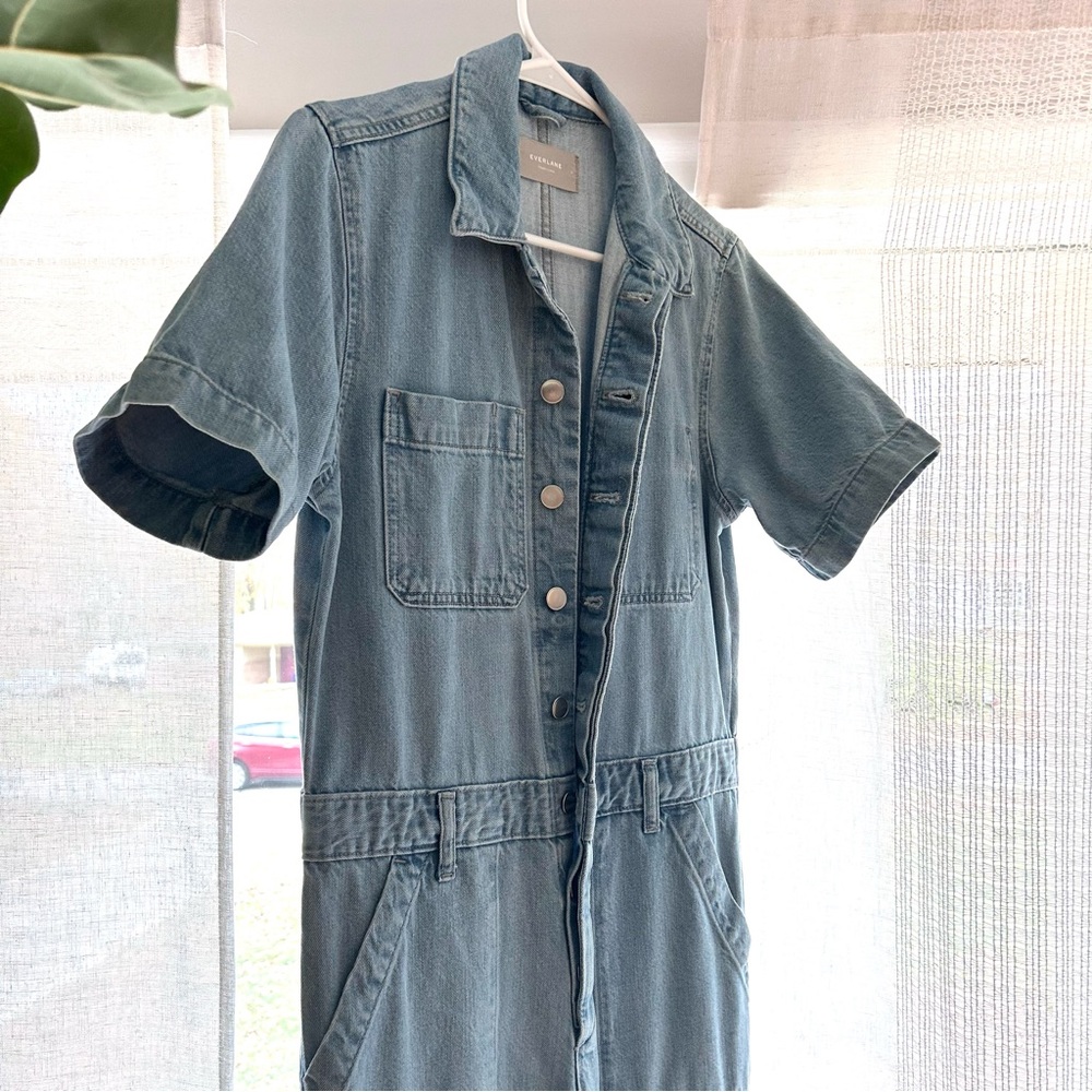 Everlane Blue Super Soft Denim jumpsuit, short sleeved, size 0 / XS Coveralls